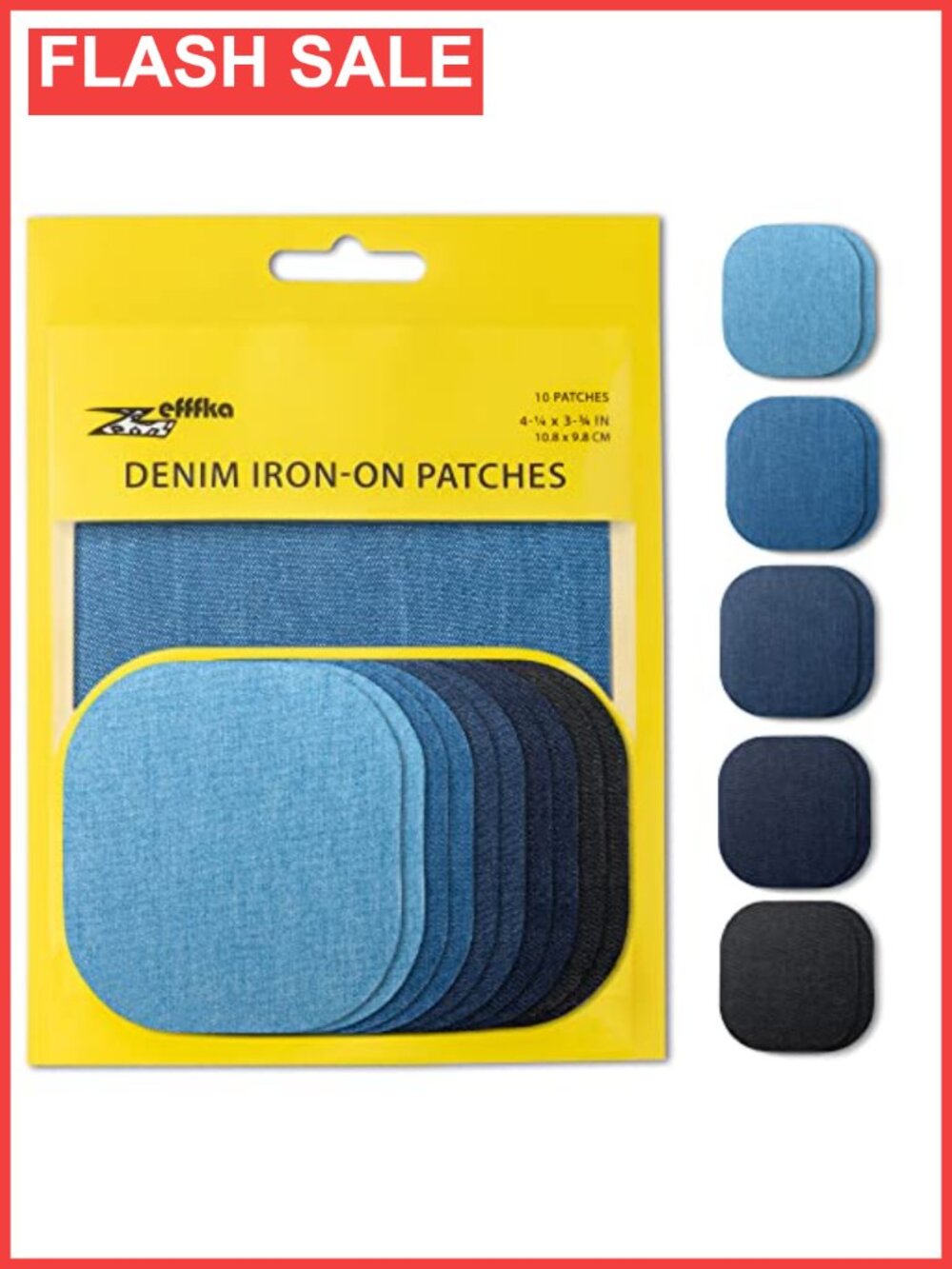 10 Iron-On Denim Patches for Jeans Repair, 100% Cotton No-Sew